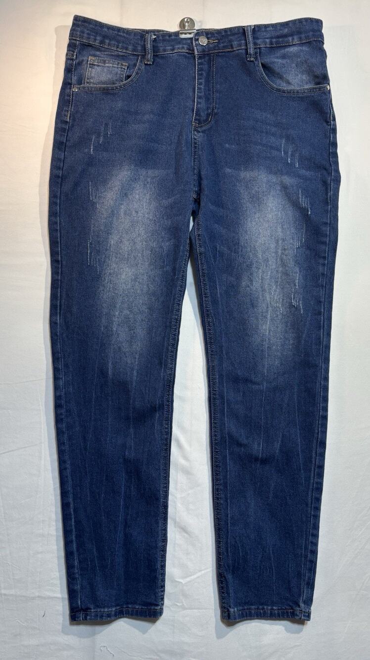 Women’s 2XL Blue Skinny Jeans Stretch Faded Whisker Wash Mid Rise 30 Inseam